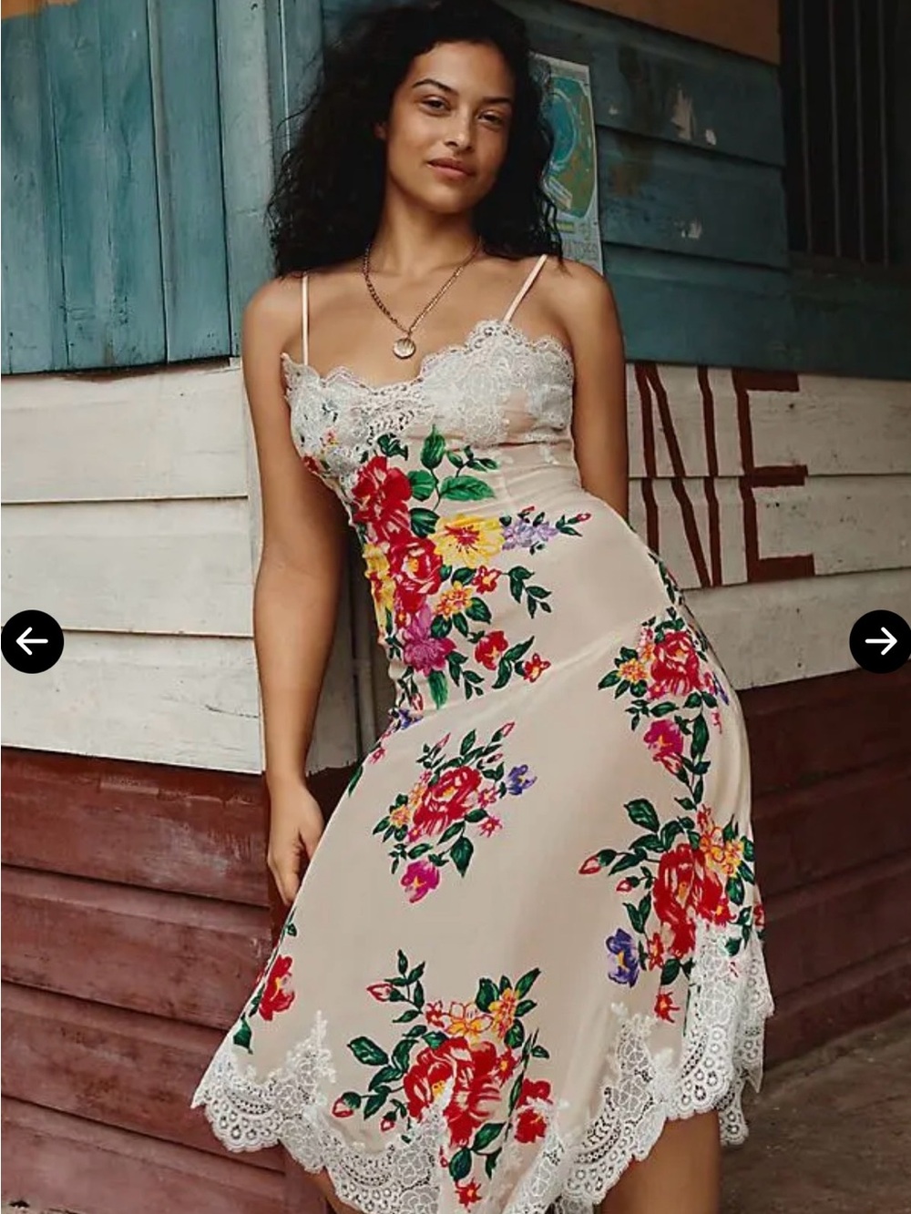 Anthropologie Beige Lace Slip Midi Dress